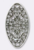 50x27mm Antiqued Silver Plated Oval Stamping x1