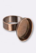 18x13mm Antiqued Copper Adjustable Ring With Oval Bezel x1