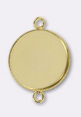 20mm Gold Plated Round Bezel For Cabochon W / 2 Rings x2