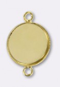 14mm Gold Plated Round Bezel For Cabochon W / 2 Rings x2