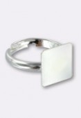 .925 Sterling Silver Adjustable Ring With 12mm Pad For Gluing x1