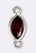.925 Sterling Silver Ruby Bezel Gemstone Marquise Connector 10x4mm x1