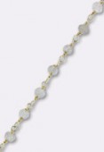 Moon Stone Wirewrapped Gemstone Rosary Chain, Faceted Rondelles w/ 24k Vermeil Sterling Silver Gold Plated x10cm