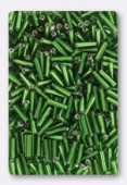 2x6mm Glass Bugle Beads Green x20g