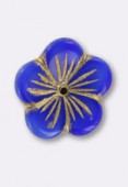 20mm Czech Glass  Flower Blue x1