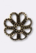 10mm Antiqued Brass Plated Open Work Flower Bead Caps x12