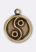 11mm Antiqued Brass Plated Ying Yang Charms x1