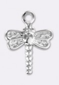10.3x9.2 mm Silver Plated Dragonfly Charms x1