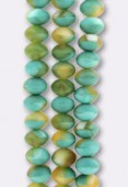 6x9mm Mix Green Turquoise Matte Czech Faceted Puffy Rondelles x4x4