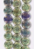 10mm Czech Round Beads Mix Green Blue Turquoise x4