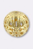 12mm Gold Plated Filigree Round Beads x2