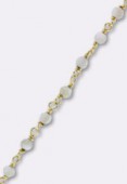 Cat Eye Wirewrapped Gemstone Rosary Chain, Faceted Rondelles w/ 24k Vermeil Sterling Silver Gold Plated x10cm
