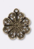 13mm Antiqued Brass Plated Rosace Pendant x1