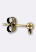 15x6mm Antiqued Brass Plated Earposts Ball & Post Earrings With Rings For Hanging Components x2