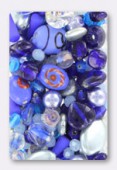 Pressed Blue Beads Mix Czech Glass Beads x100g