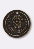 20mm Antiqued Brass Roman Medallion x1