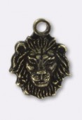 10x8mm Antiqued Brass Plated Lion Head Charms x1