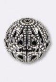 12mm Antiqued Silver Plated Filigree Round Beads x4