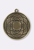 25mm Antiqued Brass Plated Rosace Pendant x1