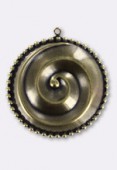 32mm Antiqued Brass Plated Spiral Pendant x1