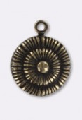13mm Antiqued Brass Plated Cord Pendant x1