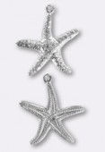 20 mm Silver Plated Starfish Stamping Charms x1