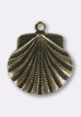 15 mm Antiqued Brass Plated Scallop Shell Stamping x1