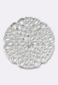 25mm Silver Plated Round Filigree Stamping x1