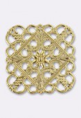 35x35mm Gold Plated Square Filigree Stamping x1