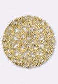 45mm Gold Plated Round Filigree Stamping  x1