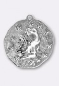 23 mm Silver Plated Warrior Medal Pendant x1