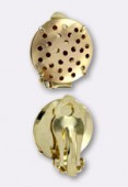 17mm Gold Plated Ear Clip Earring Base Round Blanks Multi Holes Disc Findings x2