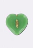 18x14mm Czech Glass Heart Bead Jade / Gold x1