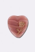 18x14mm Czech Glass Heart Bead Turquoise / Gold x1